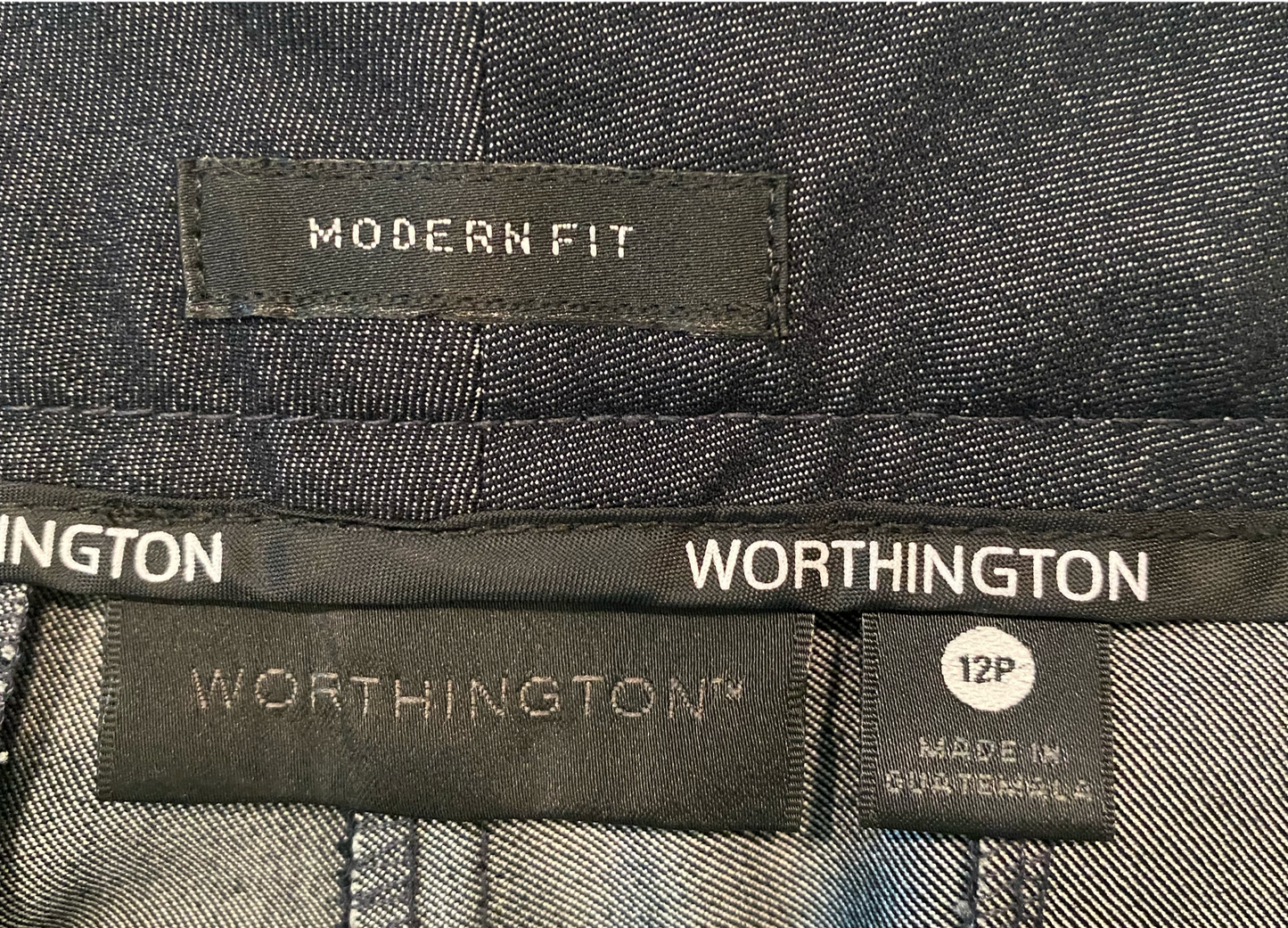 Worthington Dark Denim Look PantModern Fit dark denim look dress pant with pockets.
Wear these to work then add some heels and fun jewelry for a night out.