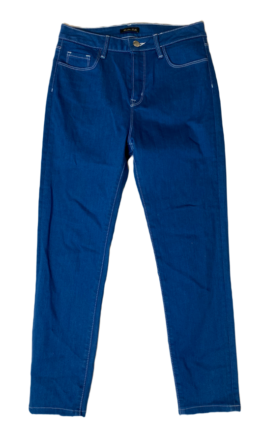 Massimo Dutti Blue Jean Style Pant Blue 5 pocket jean style pants with white stitching.