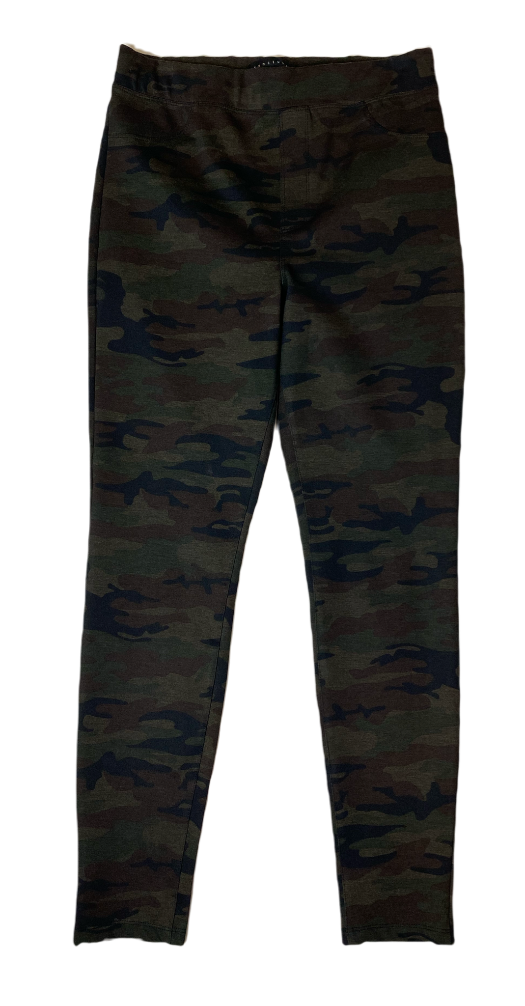 Sanctuary Dark Camo Leggings Dark camo thick fabric leggings with back pockets.Fashionable & comfortable! Wear these this fall with tall boots, denim jacket and a scarf!