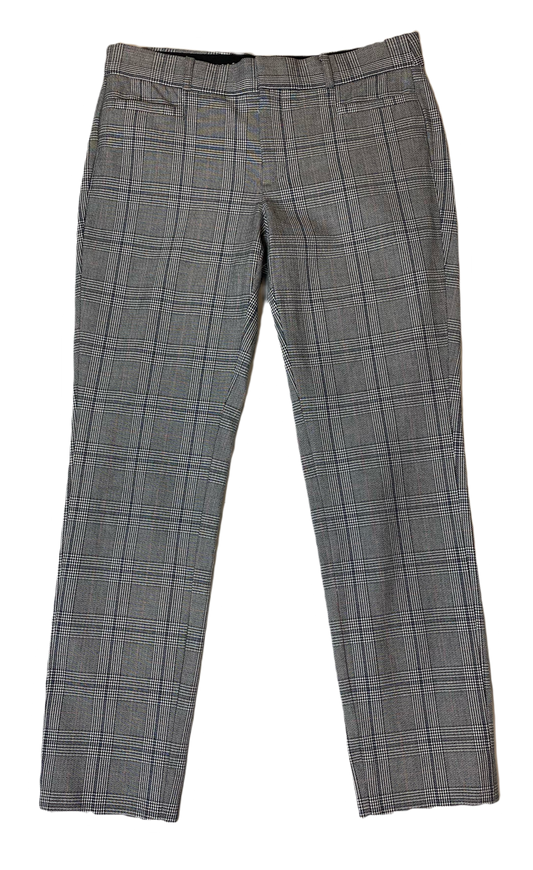 Banana Republic "Sloan" Plaid PantBlack, white & red plaid pants with front and back slit pockets.
Wear these to the office with black flats, then change into chunky heels and you are ready for a
