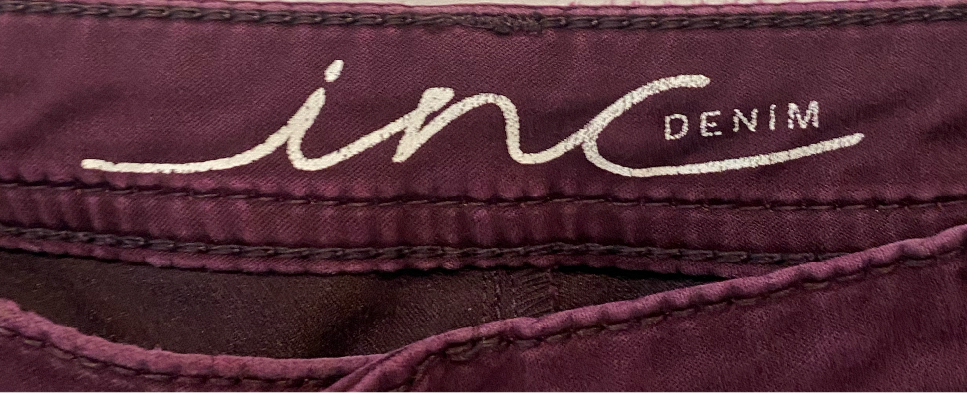 INC Burgundy 5 Pocket Straight Leg Jeans  Size 12  Step into style with these Burgundy Straight Leg Jeans by INC. Effortlessly chic, these jeans feature a classic 5