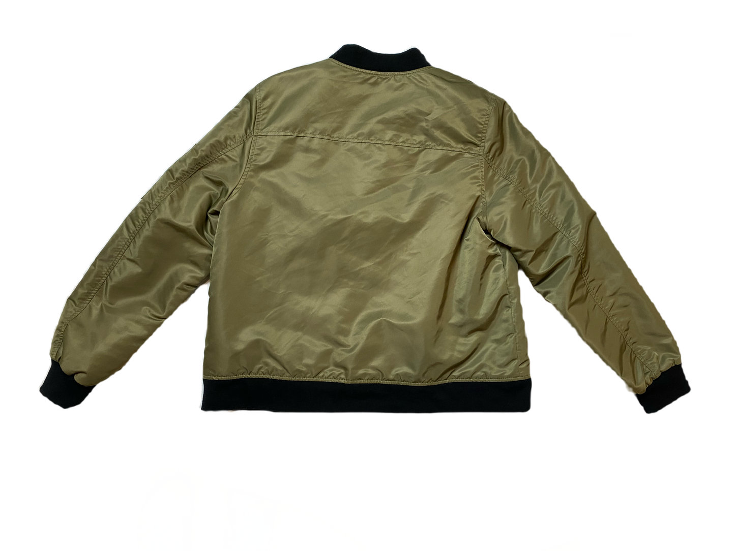 Forever 21 Olive Green Bomber JacketGreat looking green zip front bomber jacket with black accents and zip pockets. Stay warm and look stylish at the same time!Forever 21 Olive Green Bomber JacketJacket