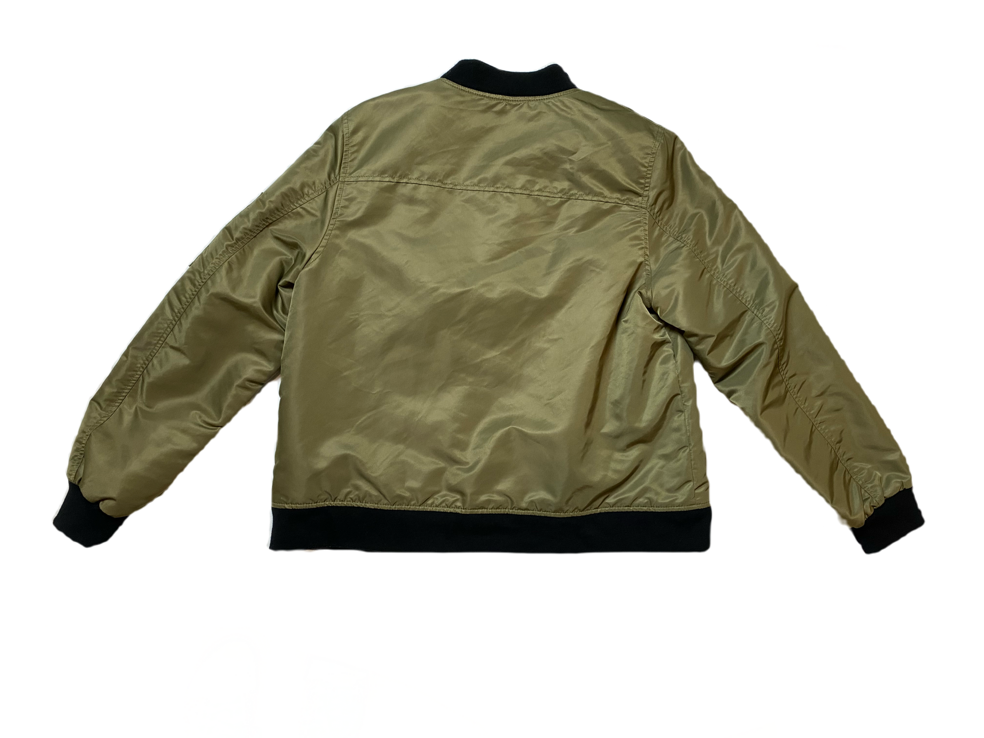 Forever 21 Olive Green Bomber JacketGreat looking green zip front bomber jacket with black accents and zip pockets. Stay warm and look stylish at the same time!Forever 21 Olive Green Bomber JacketJacket
