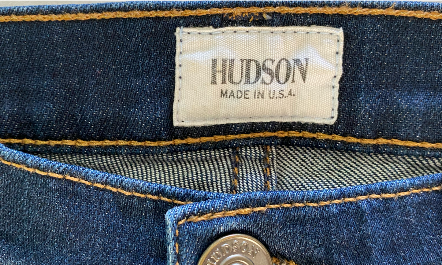Hudson Dark Denim Jeans With Stretch, Size 28 Say hello to your new favorite jeans! These Hudson Jeans blend rayon, cotton, tencel, and lycra for a soft and stretchy fit. In a size 28 and dark denim wash, these jeans are both comfortable and stylish. Perfect for any occasion, from a night out to a day at the office. Hurry, grab a pair before they're gone!