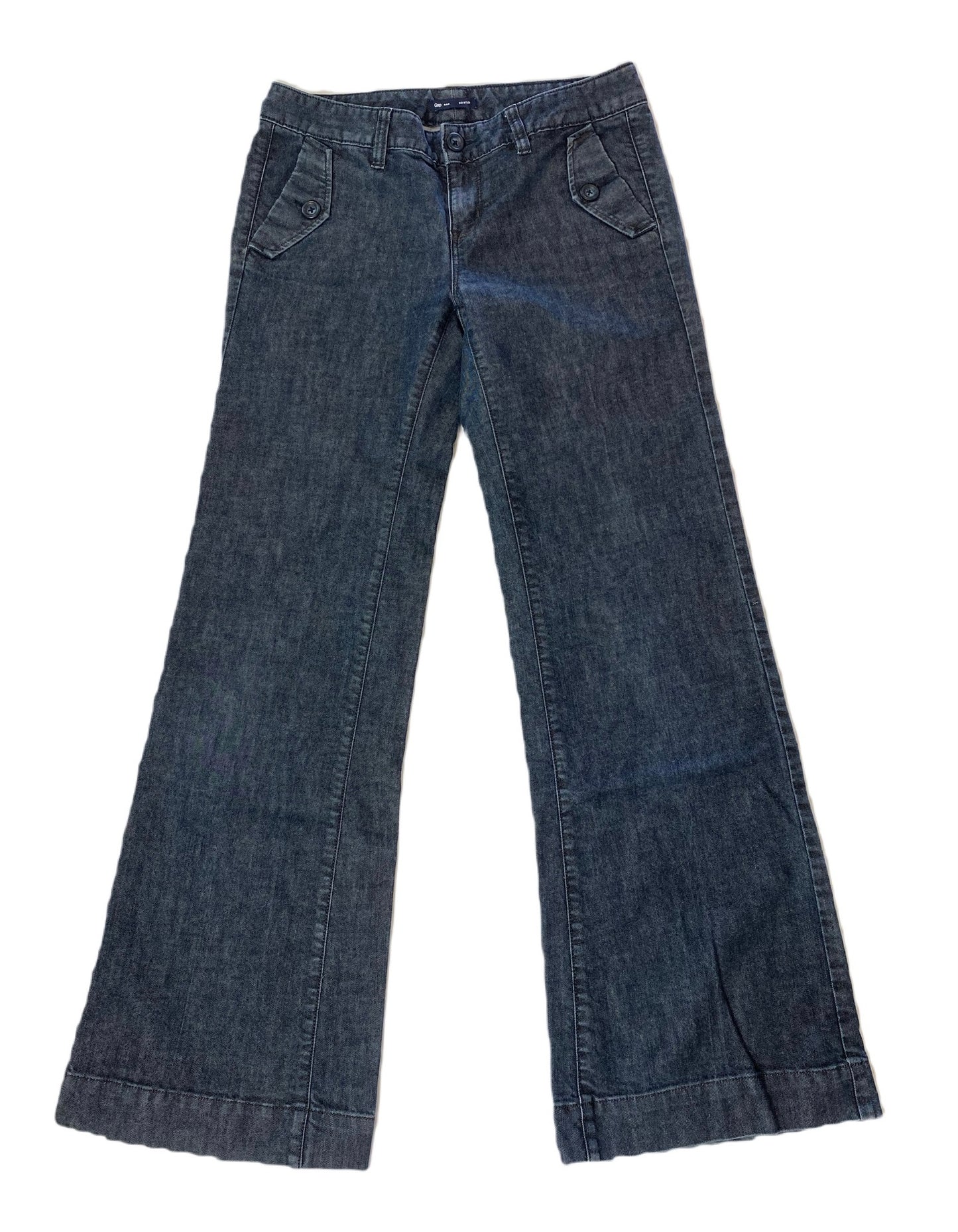 GAP Wide Leg Stretch Dark Denim JeansGAP wide leg jeans with front flap pockets. Dark blue stretch denim.GAP Wide Leg Stretch Dark Denim JeansJeans