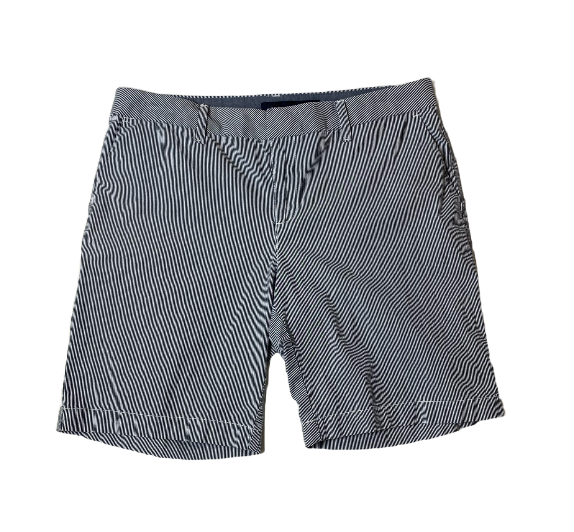 Tommy Hilfiger Pinstripe Shorts Tommy Hilfiger blue and white pin stripe shorts with pockets.