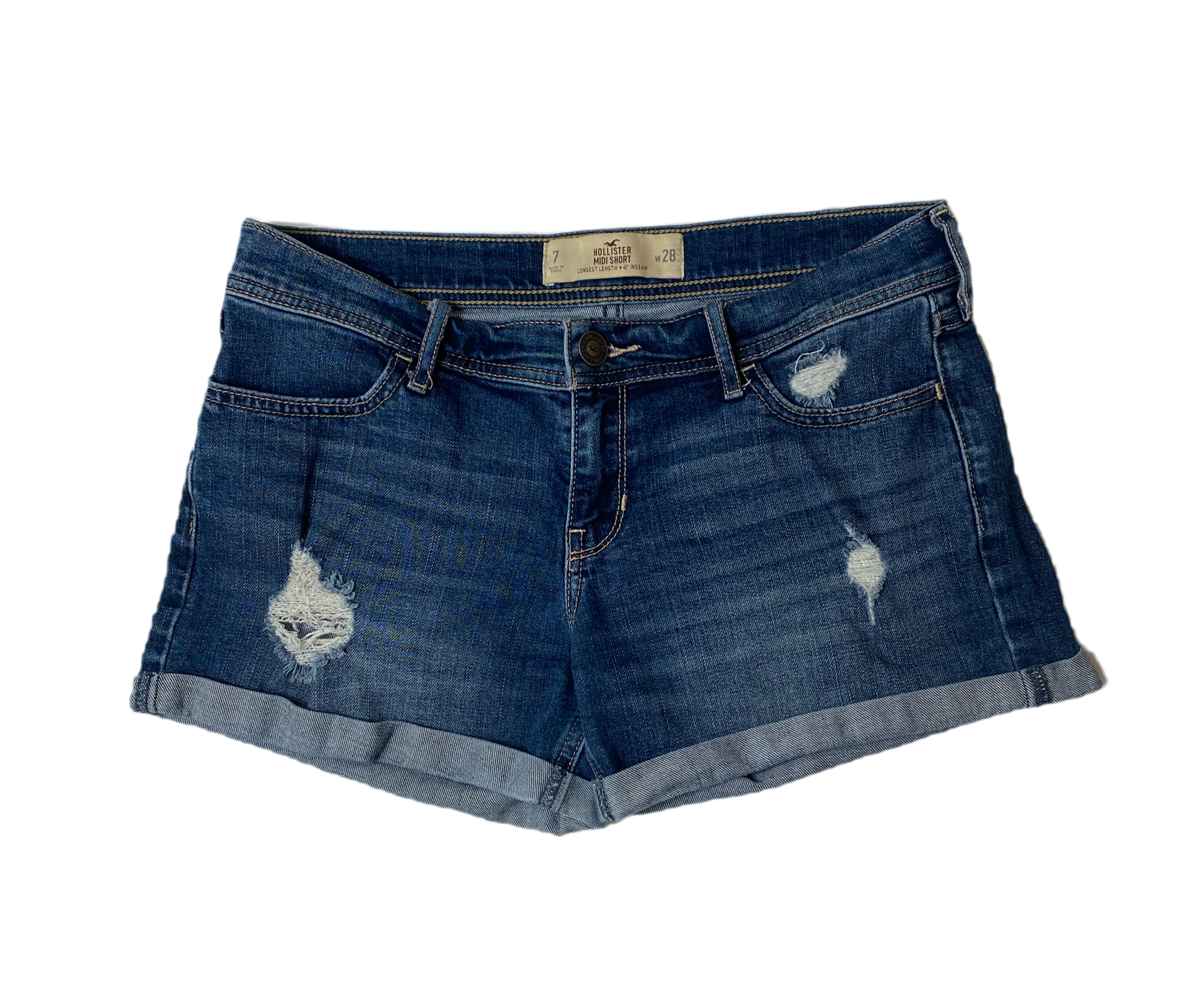 Hollister Distressed Blue Denim Shorts Hollister distressed blue denim shorts.