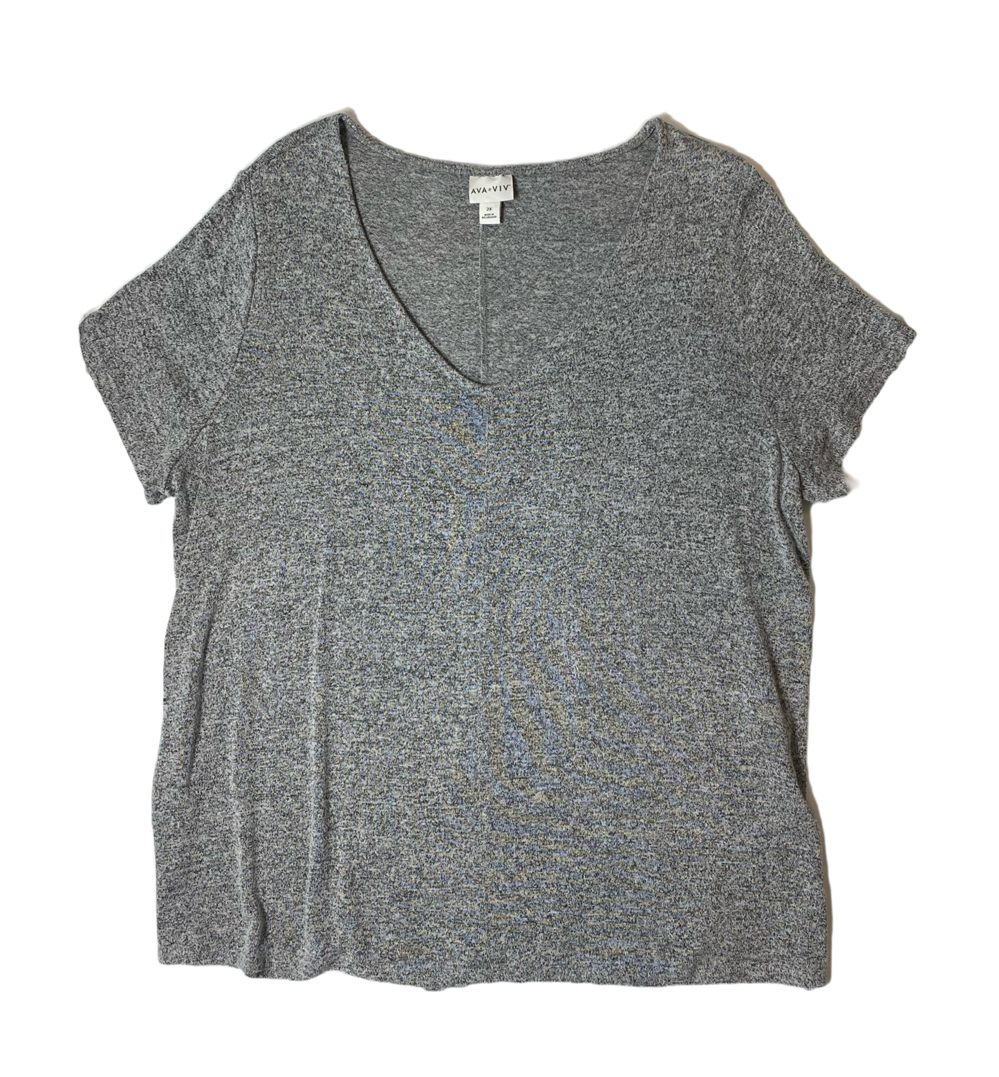 Ava & Viv Shorts Sleeve Grey Knit Shirt Ava & Viv heathered grey v-neck knit short sleeve top.