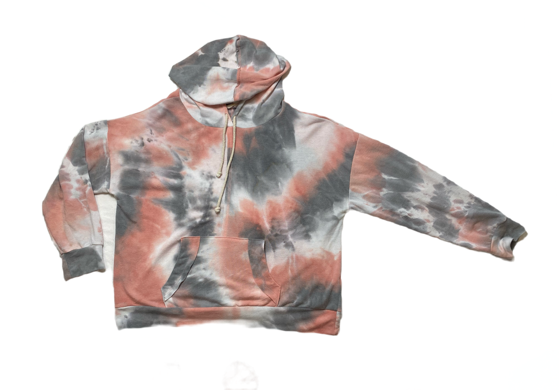 Chrysanthemum Tie Dye Knit HoodieChrysanthemum tie dye soft knit hoodie. Long sleeve pull over with front pocket and draw string hood. This hoodie is so soft you will want to curl up and take a nap
