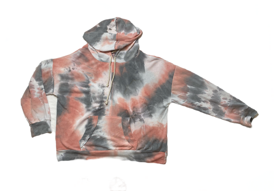Chrysanthemum Tie Dye Knit HoodieChrysanthemum tie dye soft knit hoodie. Long sleeve pull over with front pocket and draw string hood. This hoodie is so soft you will want to curl up and take a nap