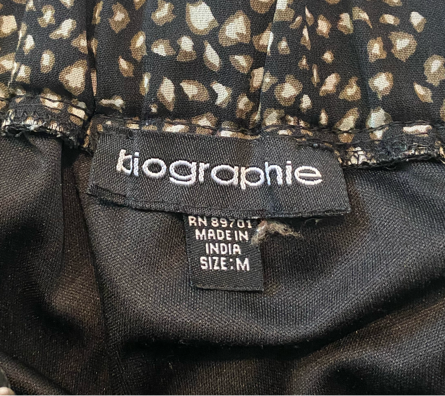 Biographite Black Print Skirt Biographite lined short black print elastic waist skirt.