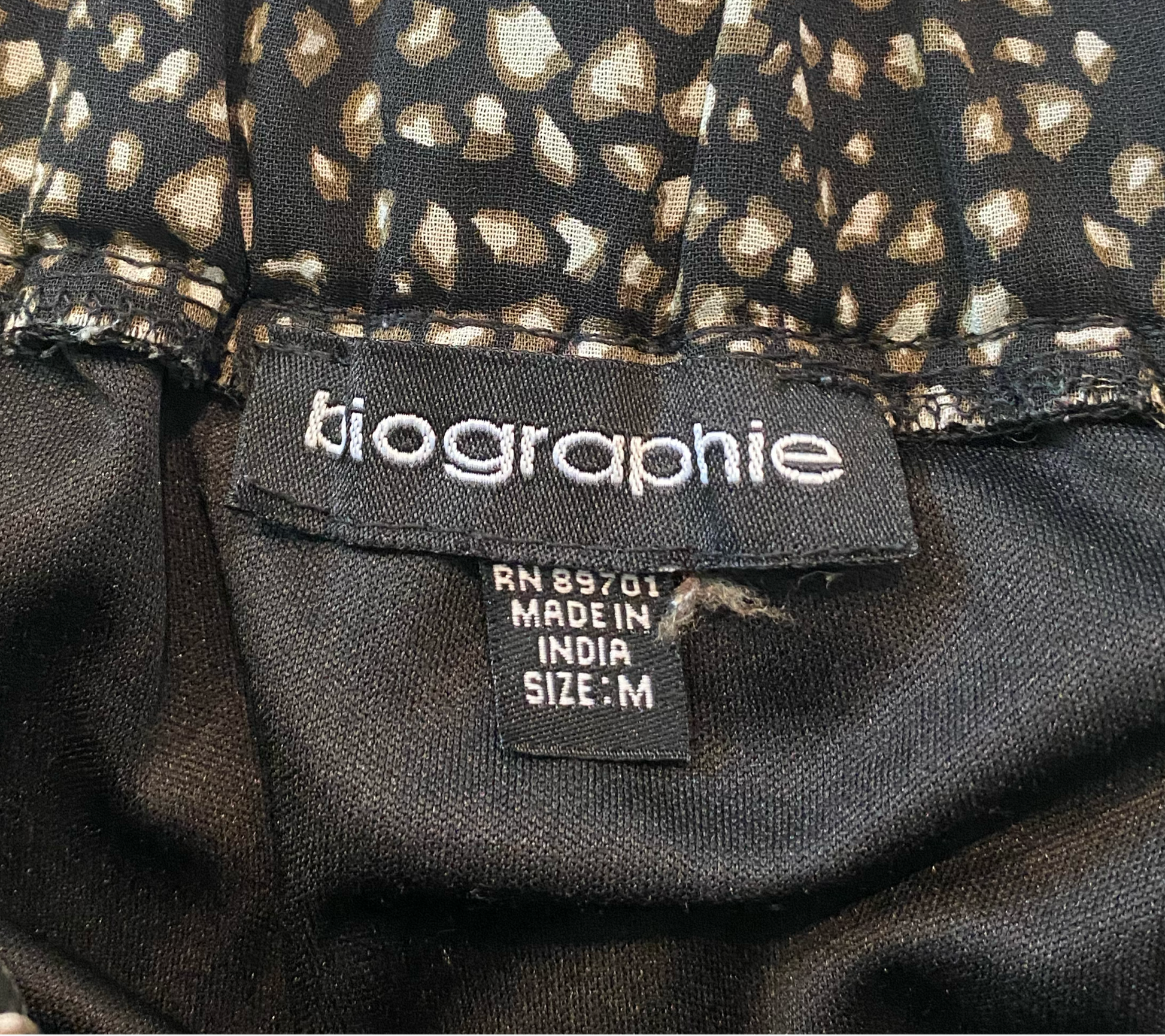 Biographite Black Print Skirt Biographite lined short black print elastic waist skirt.
