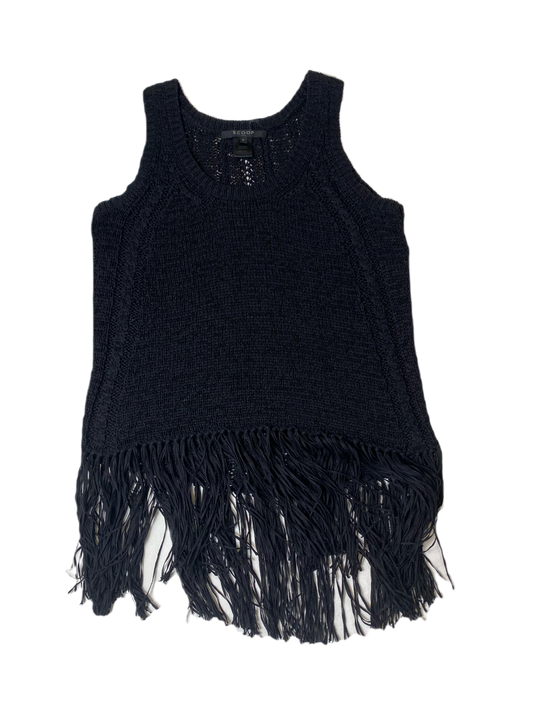 Scoop NYC Knit Tank with Fringe Scoop NYC black loose knit tank top with fringe.