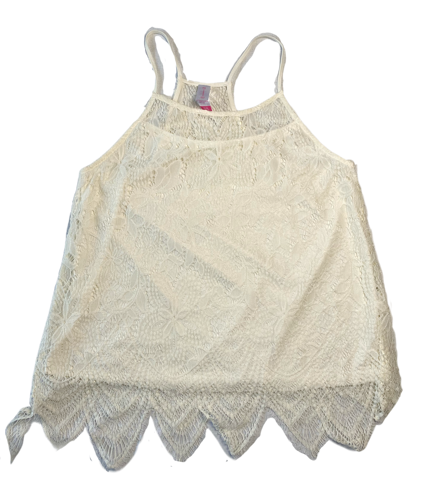 No Boundaries Ivory Lace Strappy Tank Top Lined with a soft ivory fabric, this tank is perfect for a day shopping or a evening out!