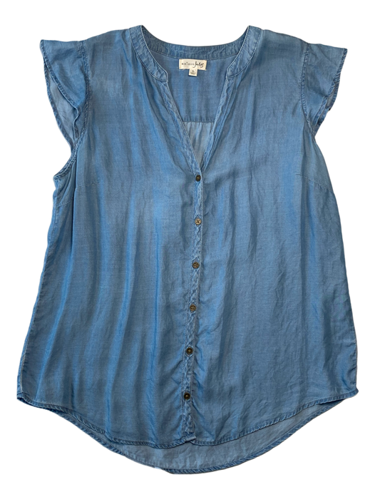 Maison Jules Chambray Flutter sleeve topSuch a cute style for a day out!