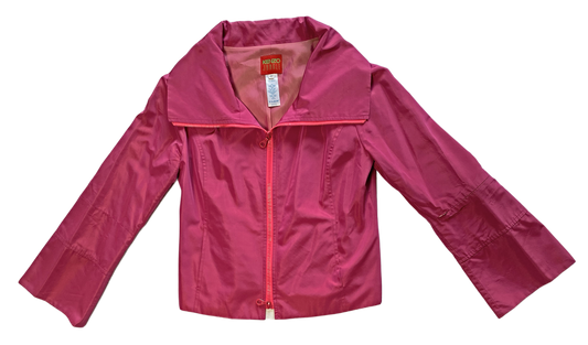 Kenzo Jungle Double Zip Front Shawl Collar Jacket  Brave the concrete jungle in style with the Kenzo Jungle Double Zip Front Shawl Collar Jacket. This magenta beau`