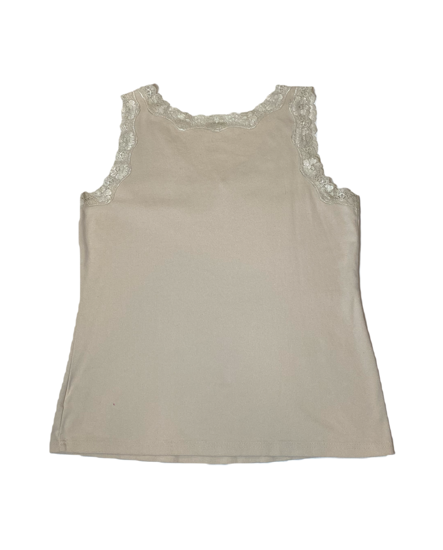 Karen Scott Tan Tank with Lace Trim Karen Scott soft and stretchy tan tank with beautiful lace trim.