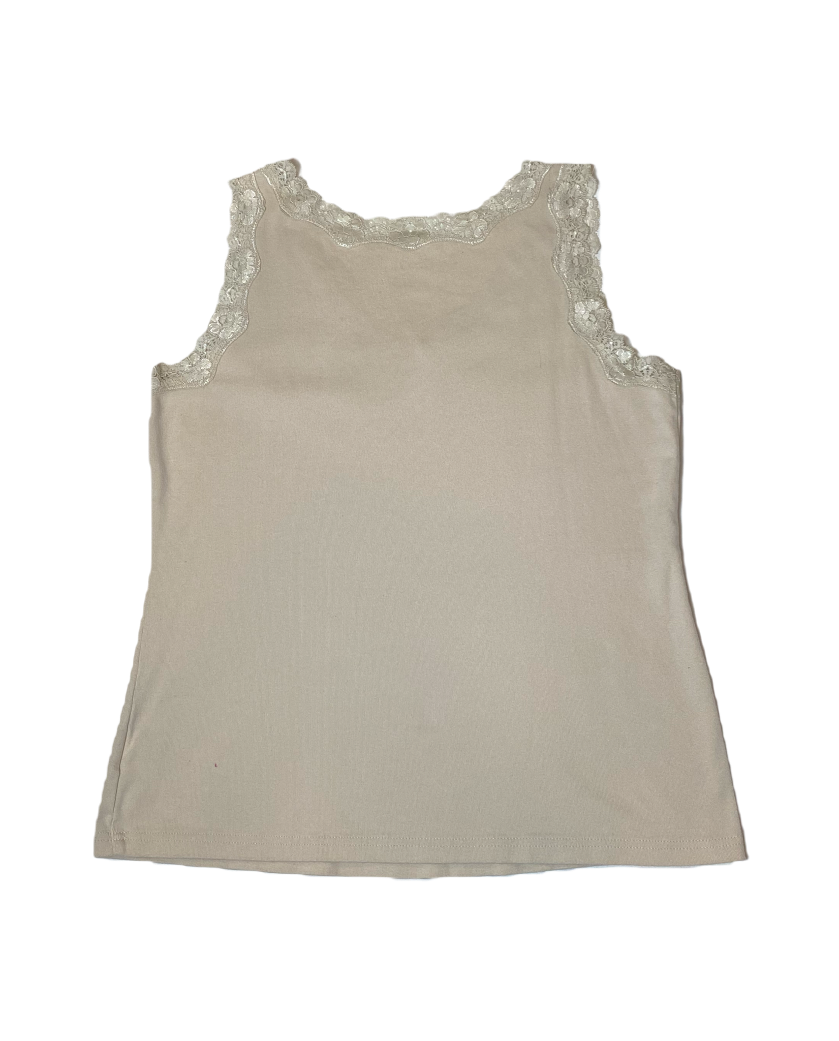 Karen Scott Tan Tank with Lace Trim Karen Scott soft and stretchy tan tank with beautiful lace trim.