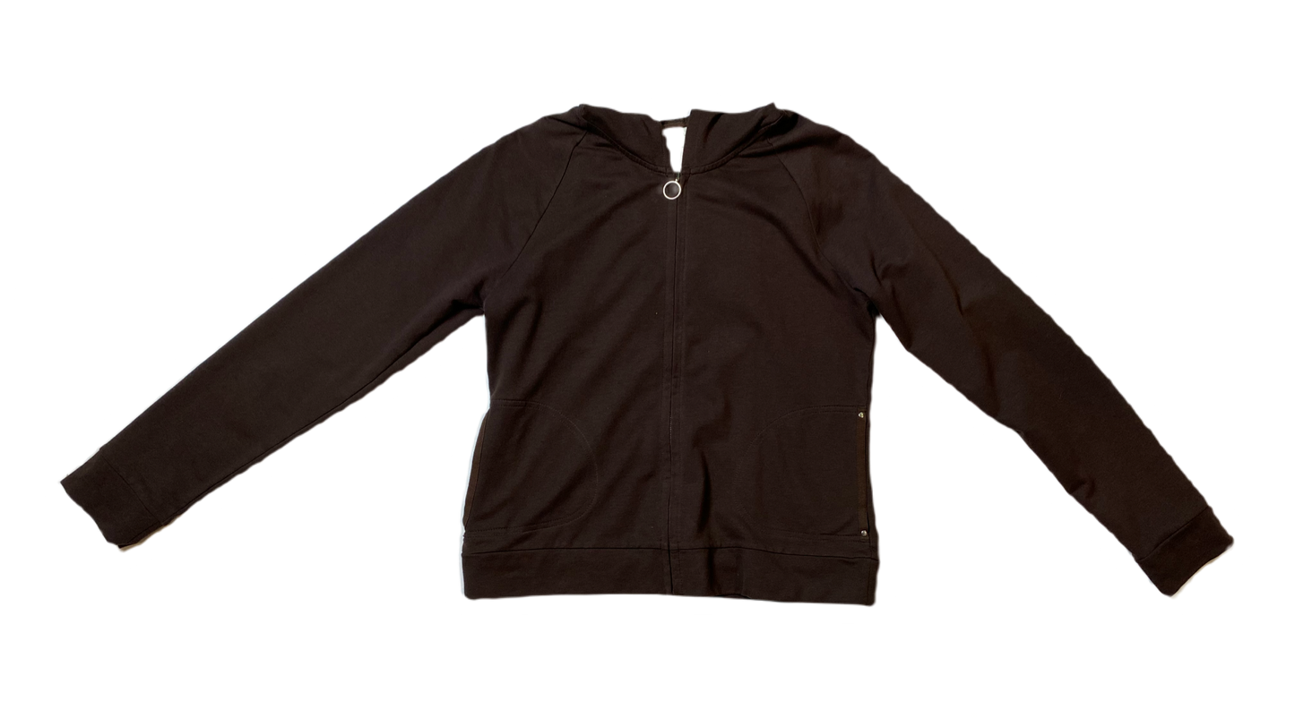Ann Taylor Loft Brown Hoodie Size Small Get cozy and stylish with the Ann Taylor Loft Brown Hoodie! Made with a zip front and pockets for convenience, this hoodie fr