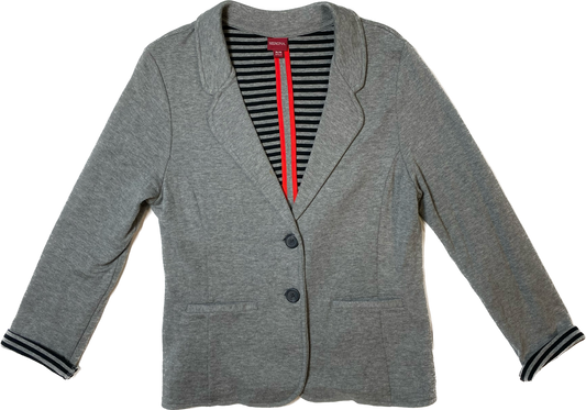 Merona Grey Blazer with Black Stripe Inside - NWOT Two button cotton blazer with notch collar and pockets. The stripe interior is great for rolling the cuffs and adding a little "pop" to your outfit.