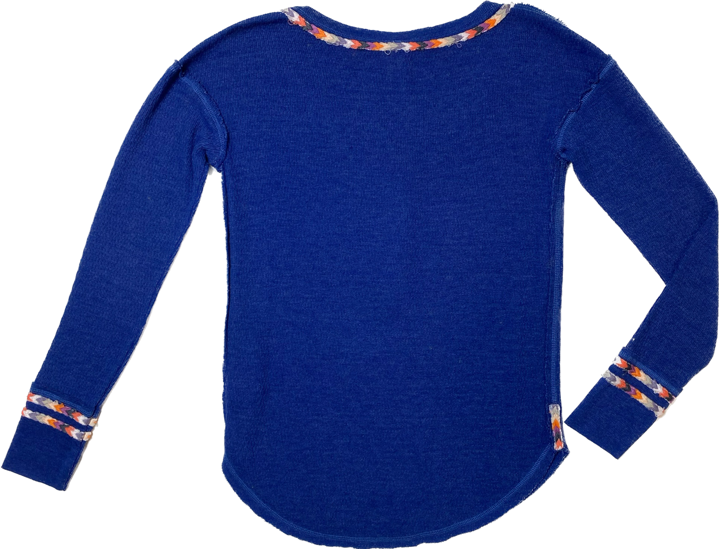 We The Free Blue Thermal with Colorful Trim Size P Small Stay free and comfy in our We The Free Blue Thermal with colorful trim. This Henley-style shirt comes in a s