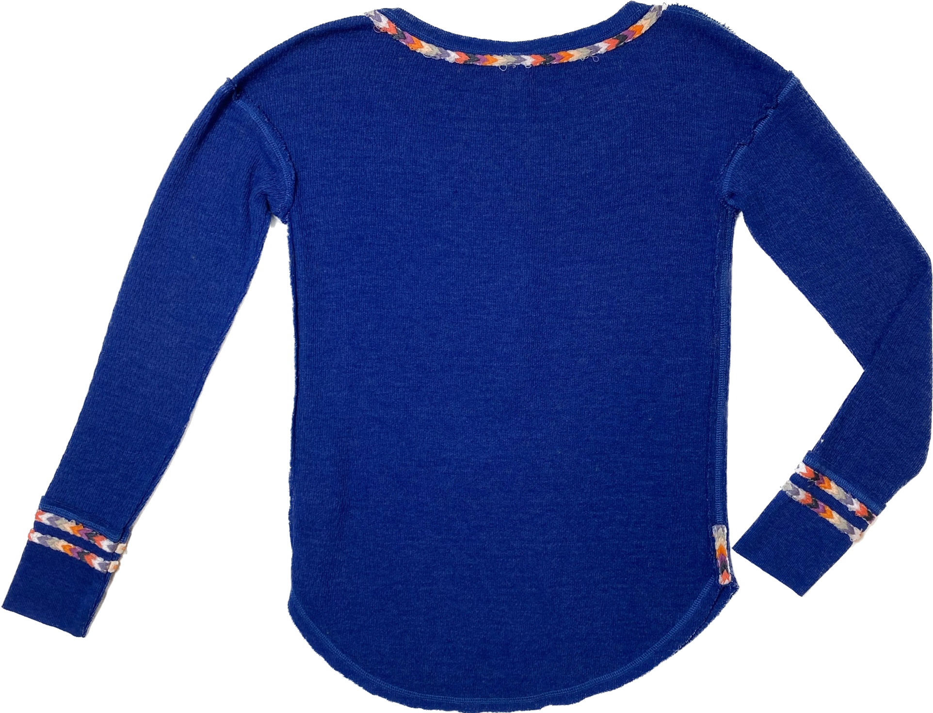 We The Free Blue Thermal with Colorful Trim Size P Small Stay free and comfy in our We The Free Blue Thermal with colorful trim. This Henley-style shirt comes in a s