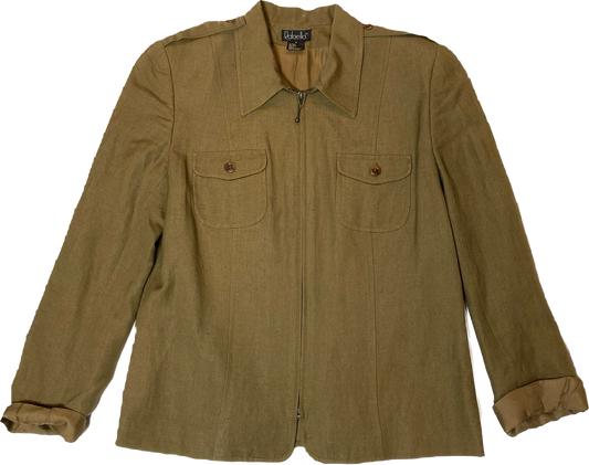 Rafaella Zip Front BlazerMoss green fully lined zip front blazer with epaulettes and soft shoulder pads.
Great blazer for the fall with leggings an lace up boots!