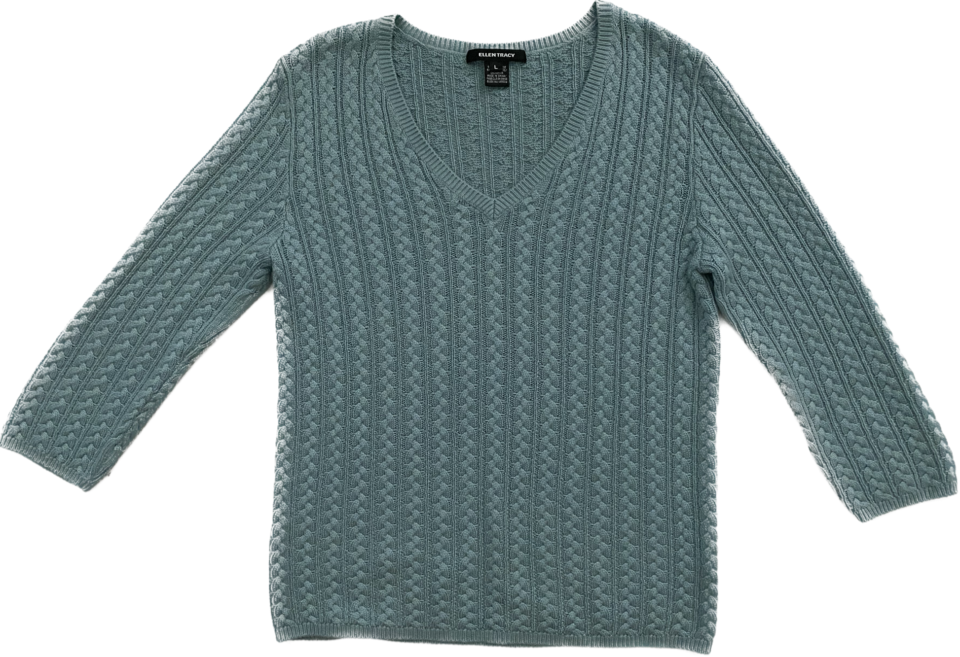 Ellen Tracy Silk & Cashmere Knit Sweater Beautiful 3/4 sleeve, silk & cashmere knit sweater. Pair this with a brown or grey bottom and add a scarf with a fun print for a casual time out and about.