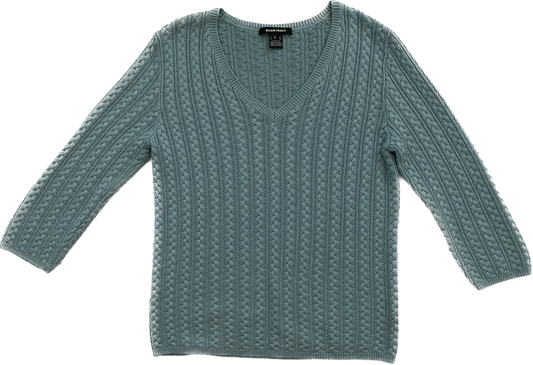 Ellen Tracy Silk & Cashmere Knit Sweater Beautiful 3/4 sleeve, silk & cashmere knit sweater. Pair this with a brown or grey bottom and add a scarf with a fun print for a casual time out and about.