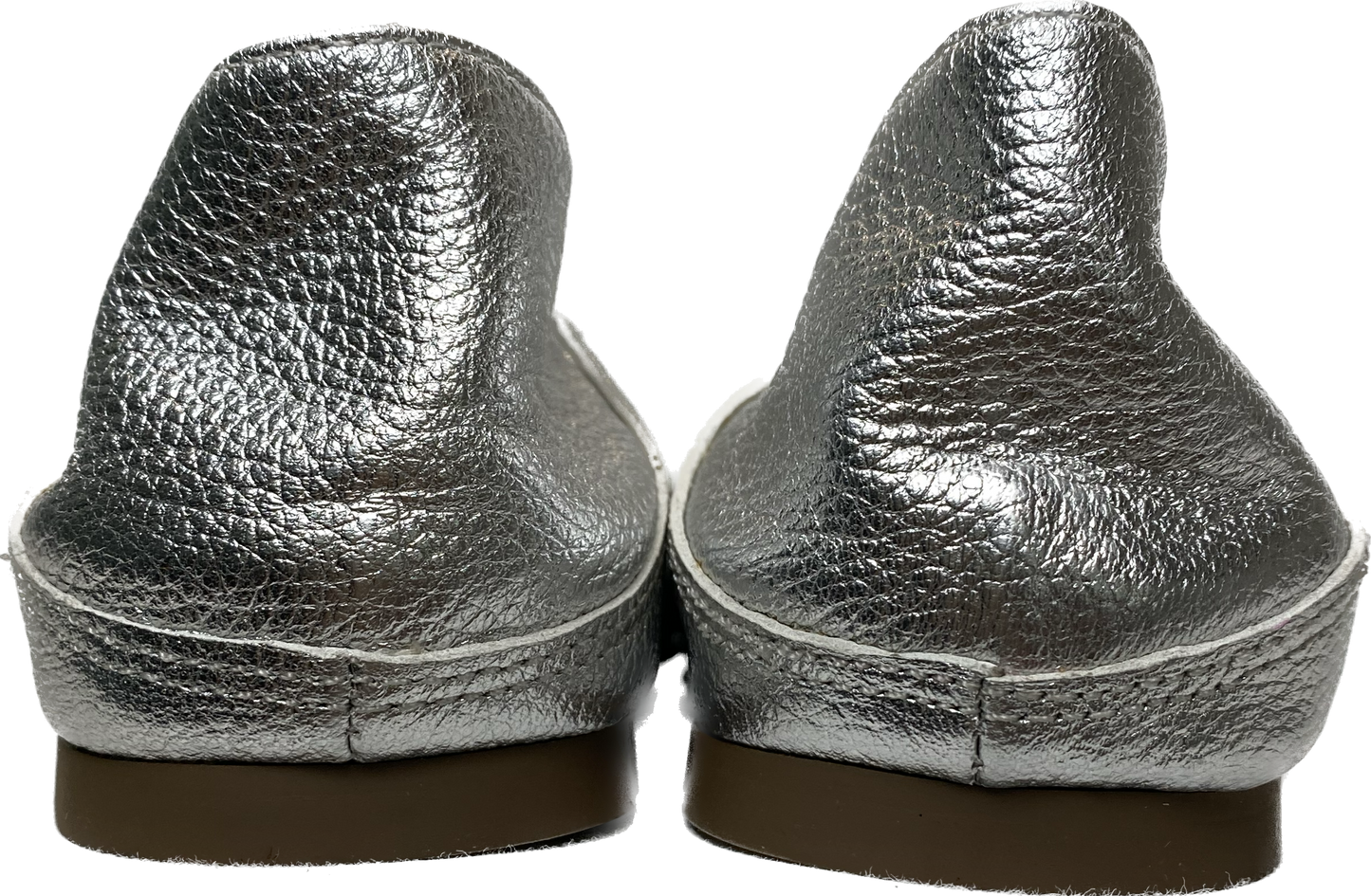 Franco Sarto Silver L-Gracie Slip-On Loafers - EUCBeautiful silver metallic leather slip-on loafers. These are the perfect easy wear shoes for an on the go day.