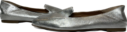 Franco Sarto Silver L-Gracie Slip-On Loafers - EUCBeautiful silver metallic leather slip-on loafers. These are the perfect easy wear shoes for an on the go day.