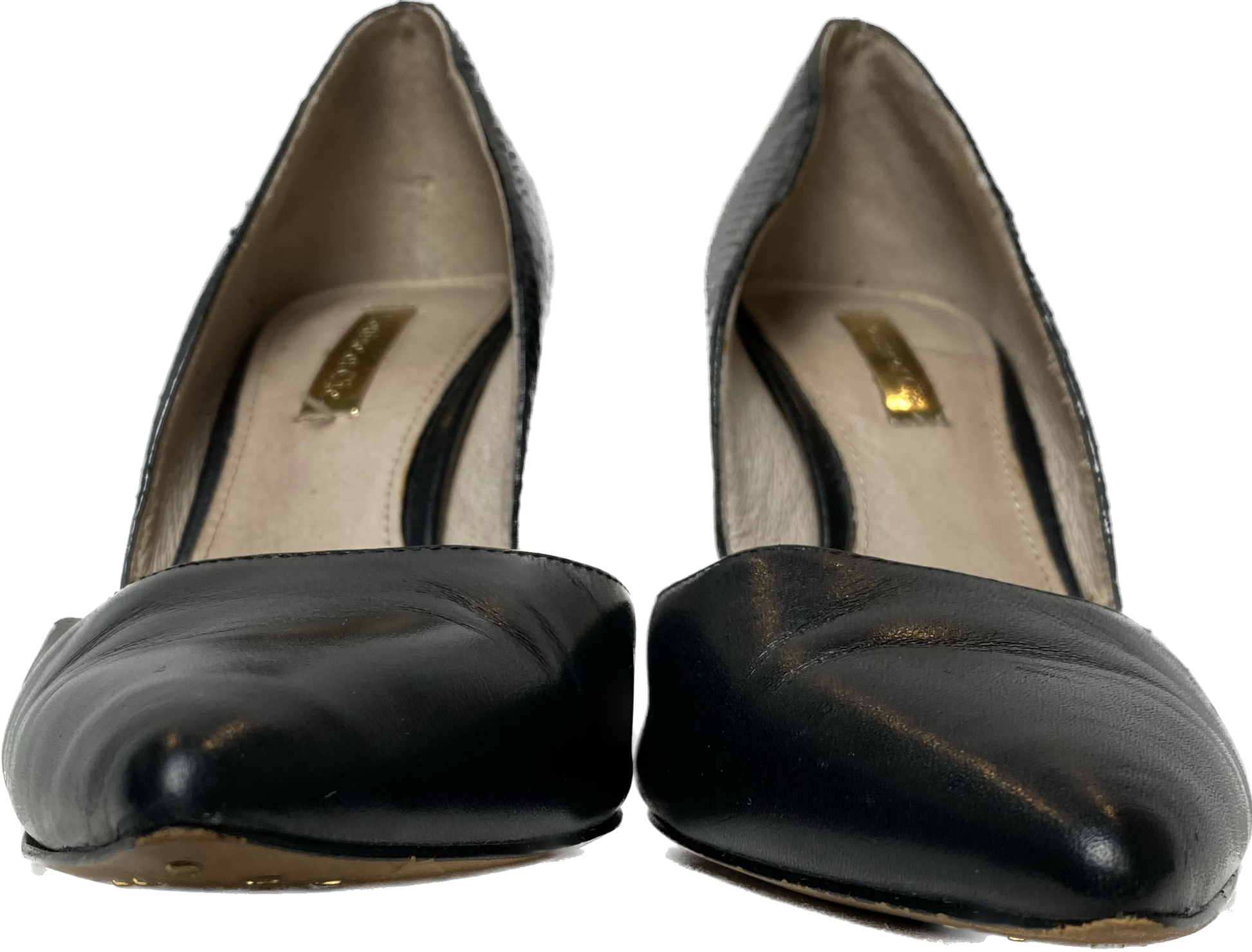 Louie et Cie Black D'Orsay Pumps Classic black d'orsay pump with Amazon Snakeskin on the back half of shoe and Coastal Calf Leather on the front. They feature 3.5" heels.
Looking for the ideal shoe