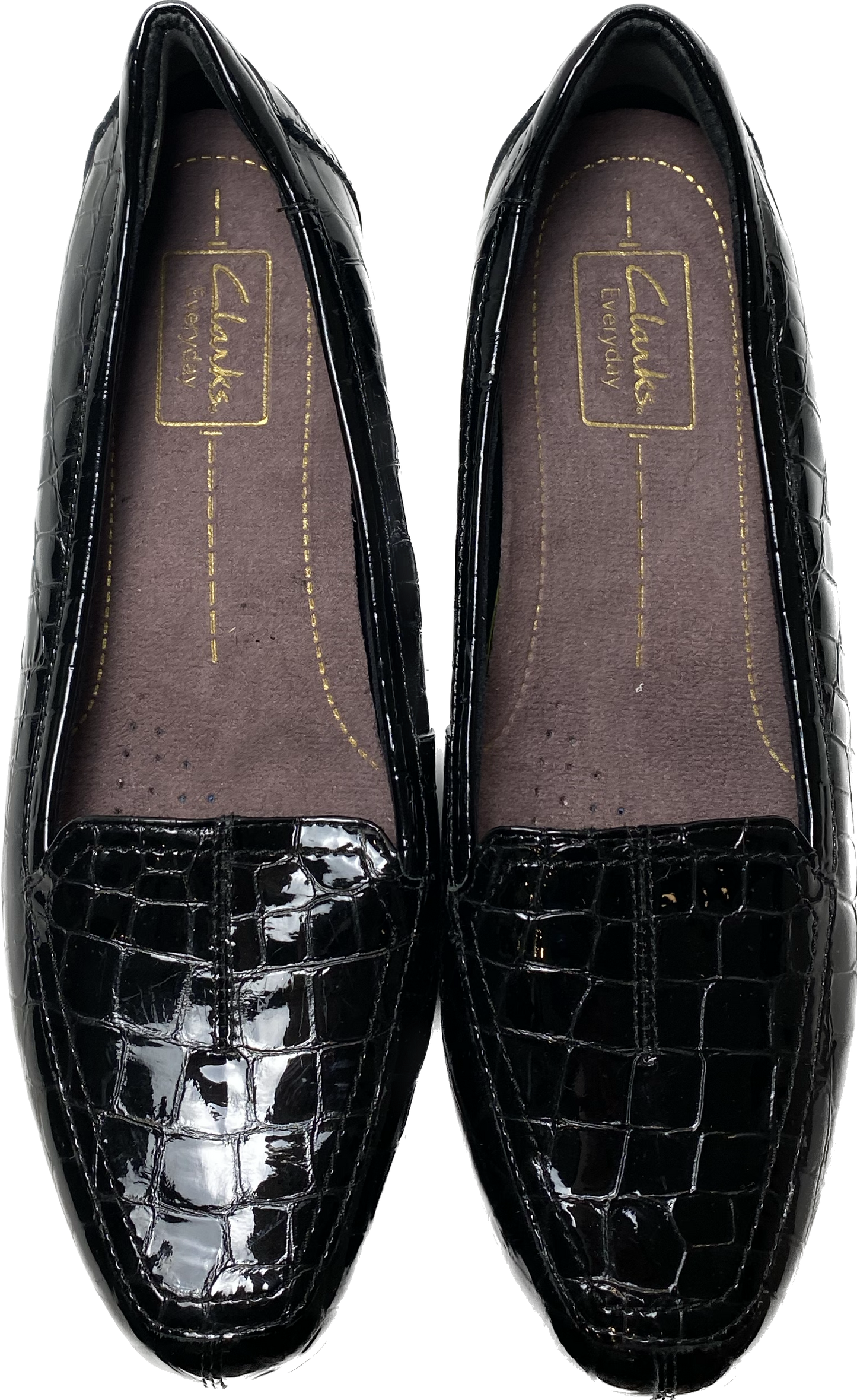 Clarks Everyday Croc Embossed Patent Leather Loafers  Effortlessly elevate your everyday look with our Clarks Everyday Croc Embossed Patent Leather Loafers. Crafted