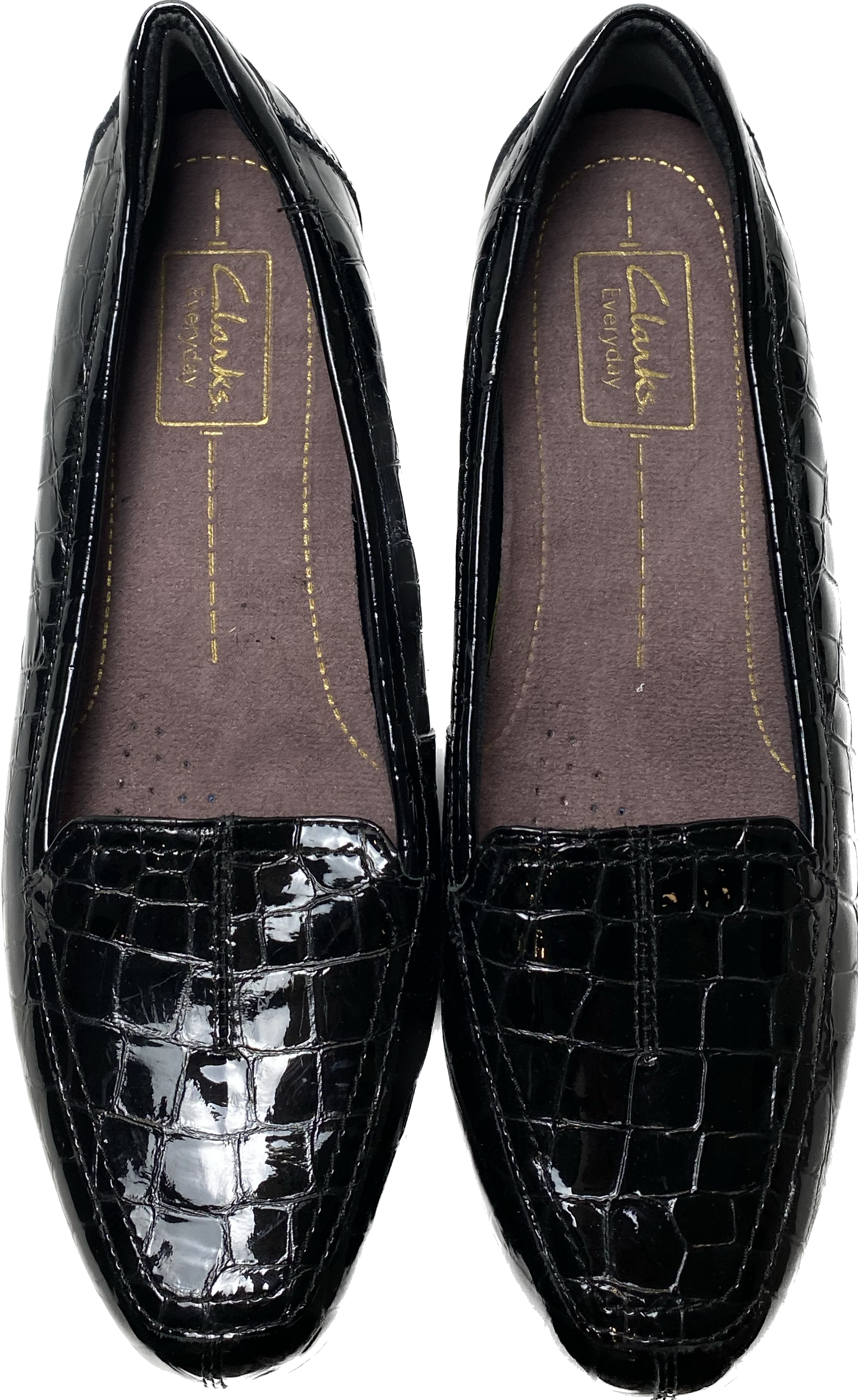 Clarks Everyday Croc Embossed Patent Leather Loafers  Effortlessly elevate your everyday look with our Clarks Everyday Croc Embossed Patent Leather Loafers. Crafted