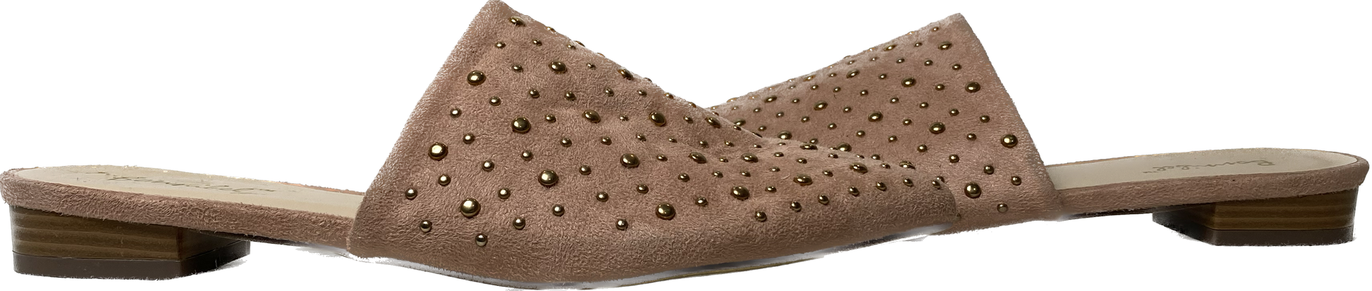 Bonnibel Blush Suede Mules with Rose Color StudsSuch a beautiful shoe! Perfect for that Fall day that is still a bit warm.
Wear this mule as a neutral with any color!