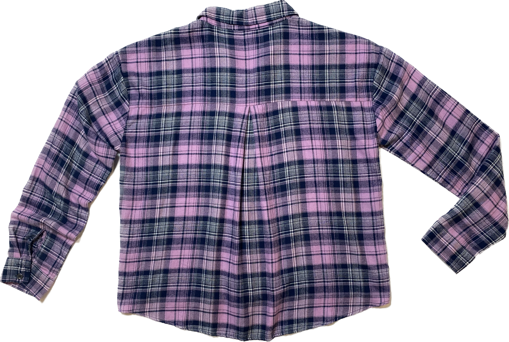 Wild Fable Lavender & Blue Long Sleeve Flannel Super soft and comfy long sleeve flannel with lavender, blue and white. 
This looks great with a lavender jacket, jeans and black boots.