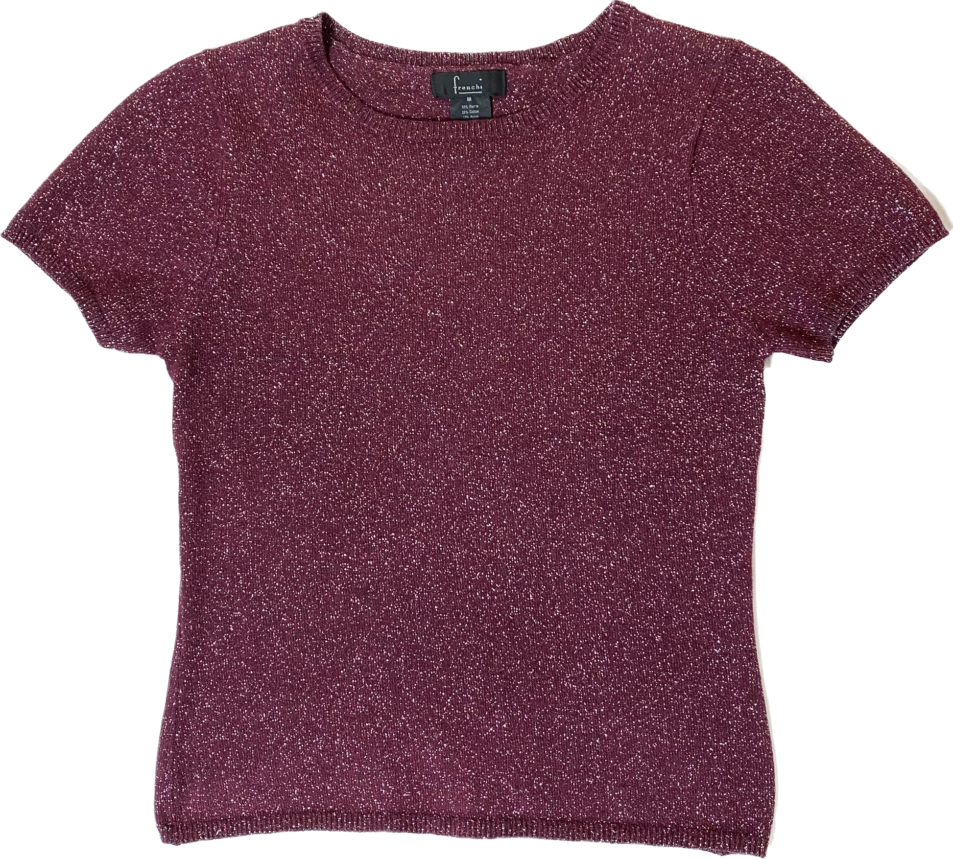 Frenchi Berry Color Sparkle Knit TopAdd some sparkle to your every day jeans, or your holiday skirt!
This stunning short sleeve crew neck knit top will pop with any outfit!