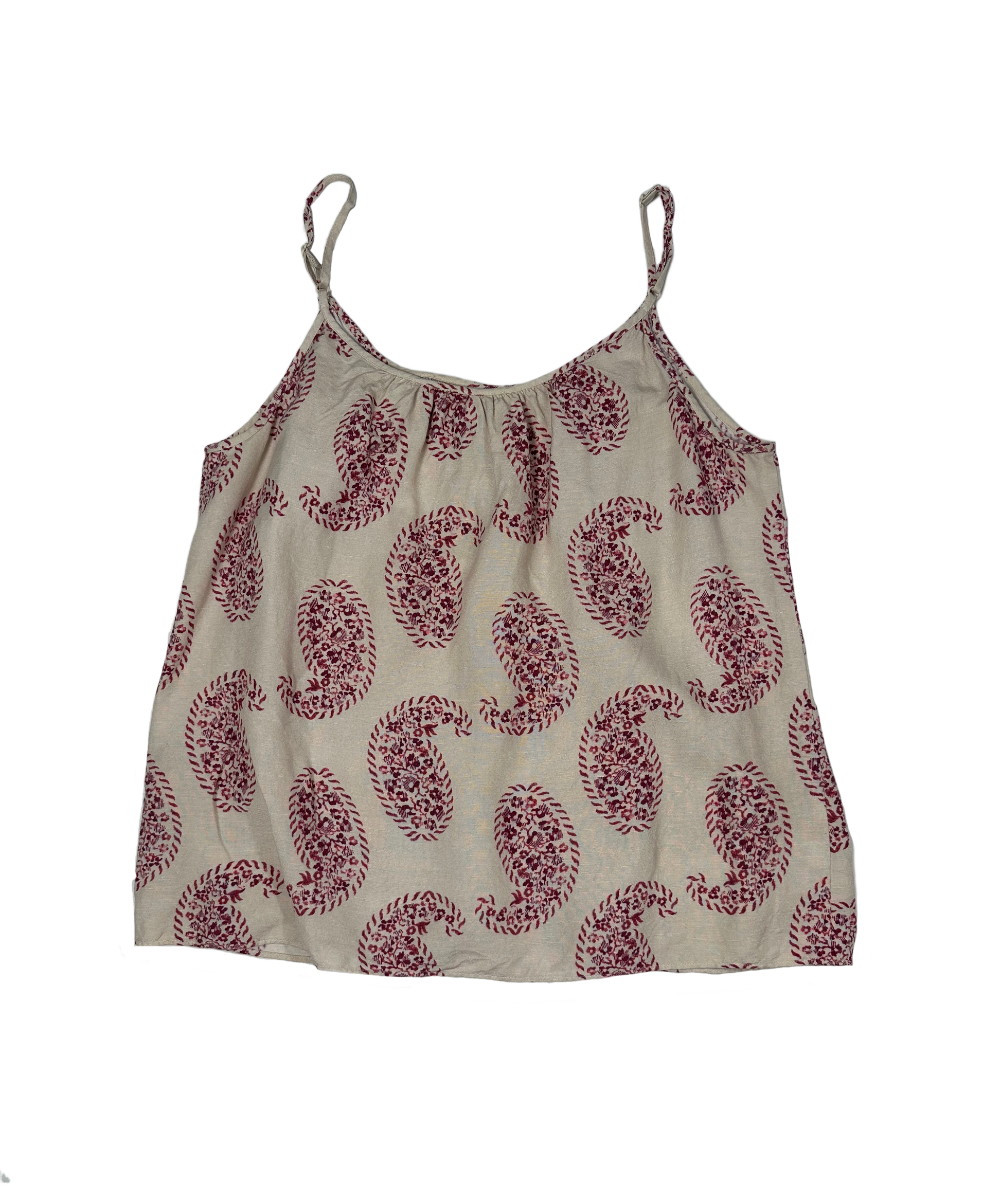 Loft Spaghetti Strap Paisley Print TopStay comfortable and stylish with the Ann Taylor Loft adjustable spaghetti strap paisley print top. This flowy top features an eye-catching paisley print that will mLoft Spaghetti Strap Paisley Print TopWomens Tops