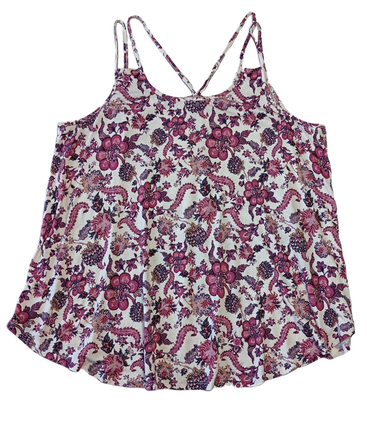 Hippie Rose Strappy Tank Top with Pink Floral Print Cute and Comfy!  And perfect for a day at the beach, or the park!