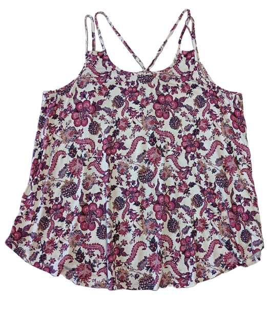 Hippie Rose Strappy Tank Top with Pink Floral Print Cute and Comfy!  And perfect for a day at the beach, or the park!