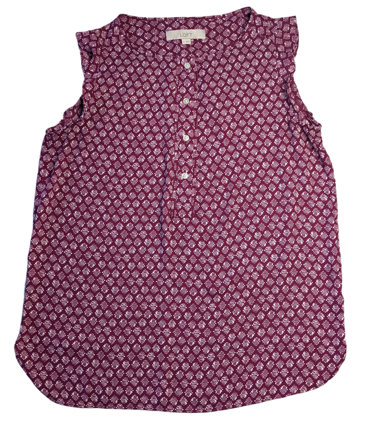 Loft Magenta Flutter-sleeve Sleeveless blouse Add a pop of color to your wardrobe with this playful LOFT magenta blouse. The flutter sleeves add a touch of whimsy, p