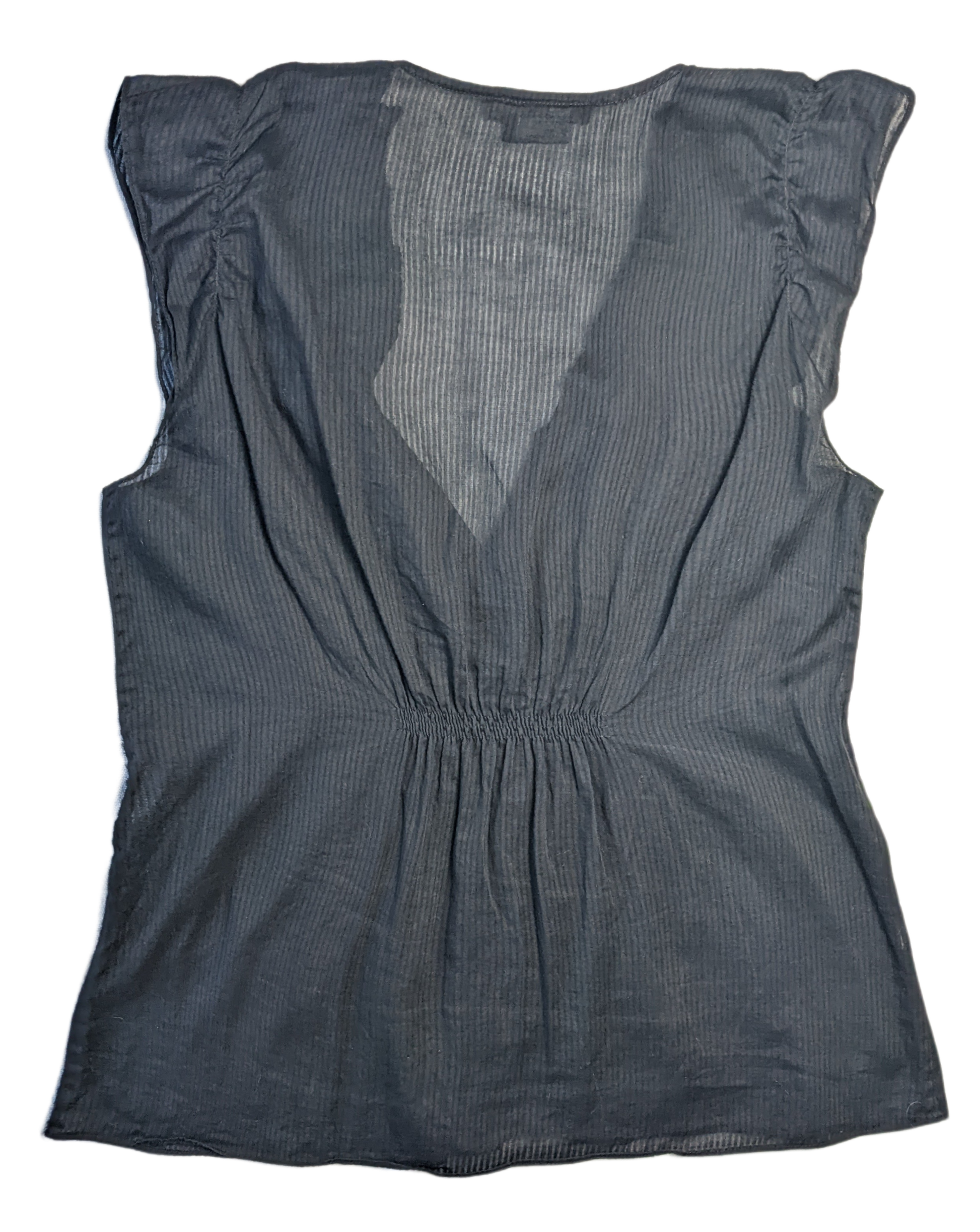 BCBG Maxazria Sleeveless Ruffled Sheer Top Gorgeous sheer top to dress us your wardrobe.  Perfect for date night or a night out with the girls!