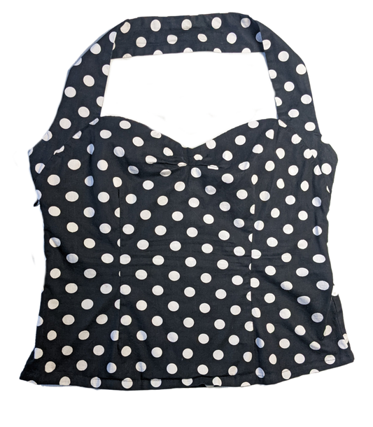 Chic Star Sweetheart Polka Dot Halter TopGreat top to add wow to an outfit!  Wear it with jeans or a skirt, and it will just pop!  Layer a jacket or blazer over it in cooler weather!