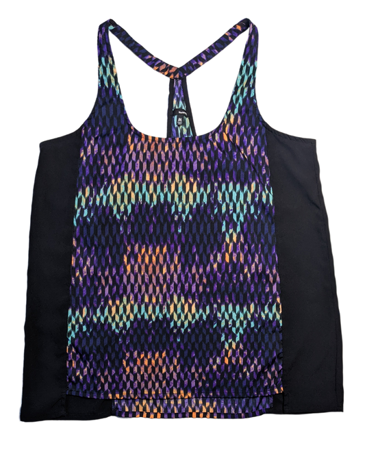 Hurley Racer Back Black Tank with Printed DetailsThis is a great tank for being on the beach, or at the gym.  The colors are great, and the styling is slimming!  You can't go wrong.