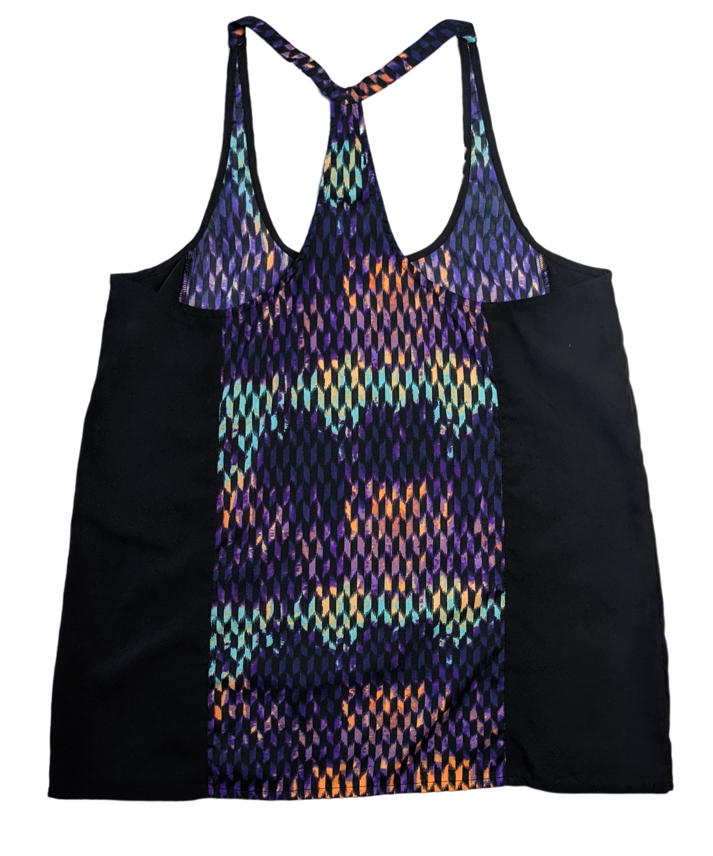 Hurley Racer Back Black Tank with Printed DetailsThis is a great tank for being on the beach, or at the gym.  The colors are great, and the styling is slimming!  You can't go wrong.
