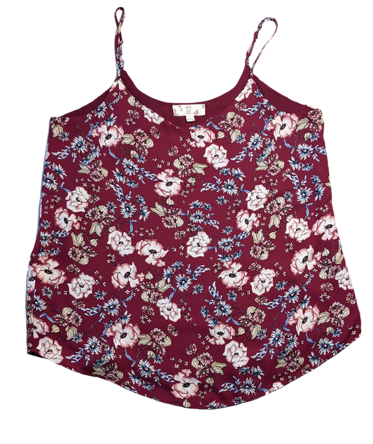 Hippie Rose Floral Printed TankThisd is a great basic that can be worn with many things.  Layer under a blazer with a pair of jeans and boots, or dress it up with a nice cardigan, slack and heels.