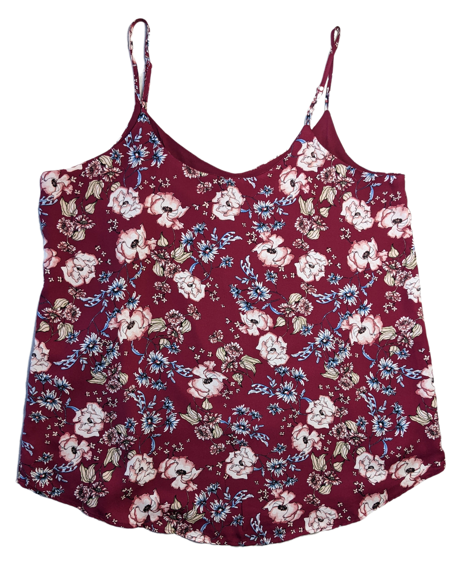 Hippie Rose Floral Printed TankThisd is a great basic that can be worn with many things.  Layer under a blazer with a pair of jeans and boots, or dress it up with a nice cardigan, slack and heels.