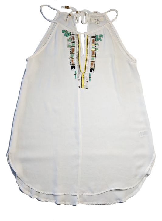 Umgee Halter Top with BeadingThis piece is so versatile, and it adds a little interest to your outfit, too!  You can wear this in warmer weather (or on a winter vacay!) with shorts and sandals,