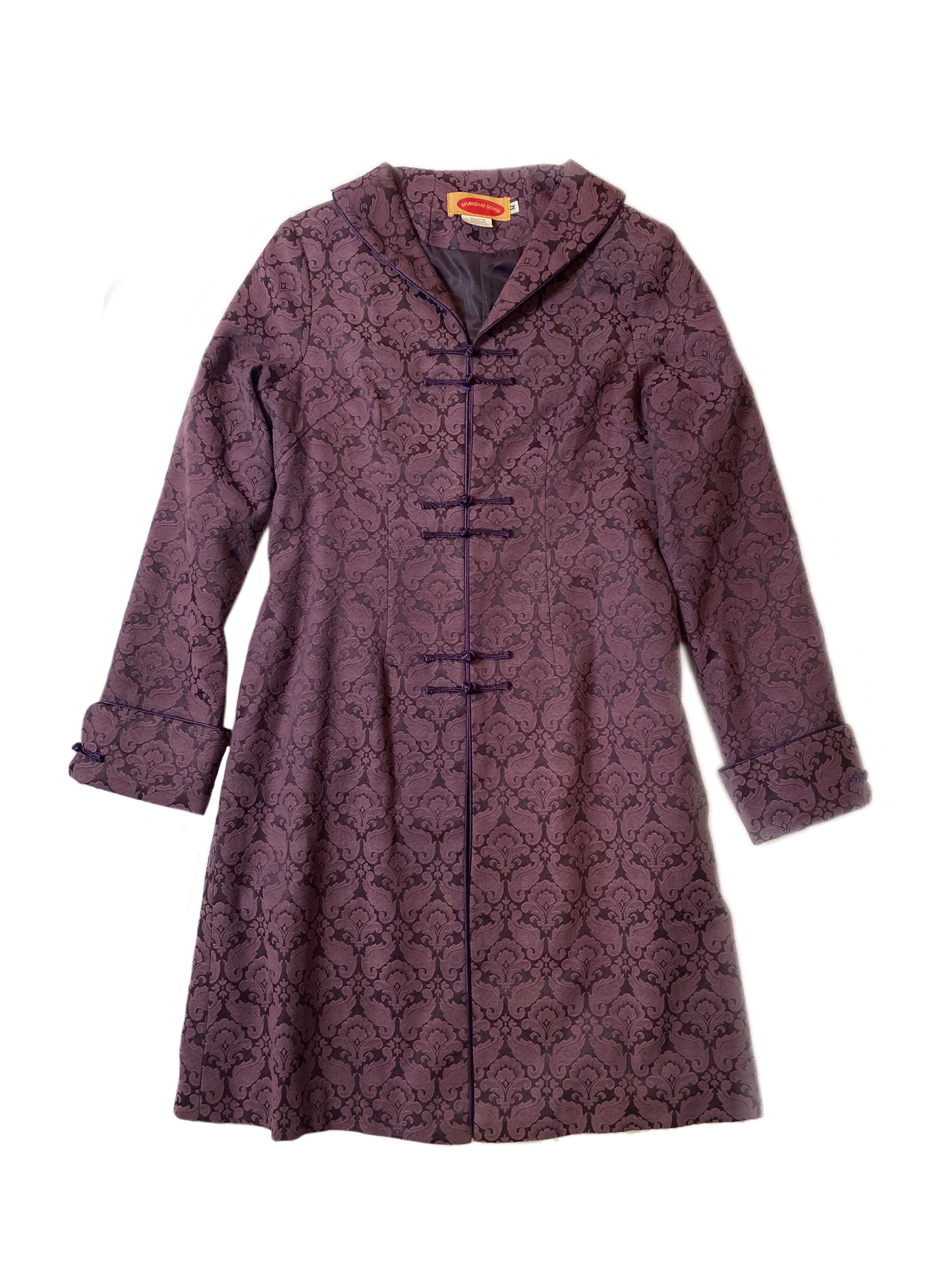 Shanghai Soho Plum Brocade Jacket Stunning plum colored brocade jacket with cuffed sleeves and frog closures.