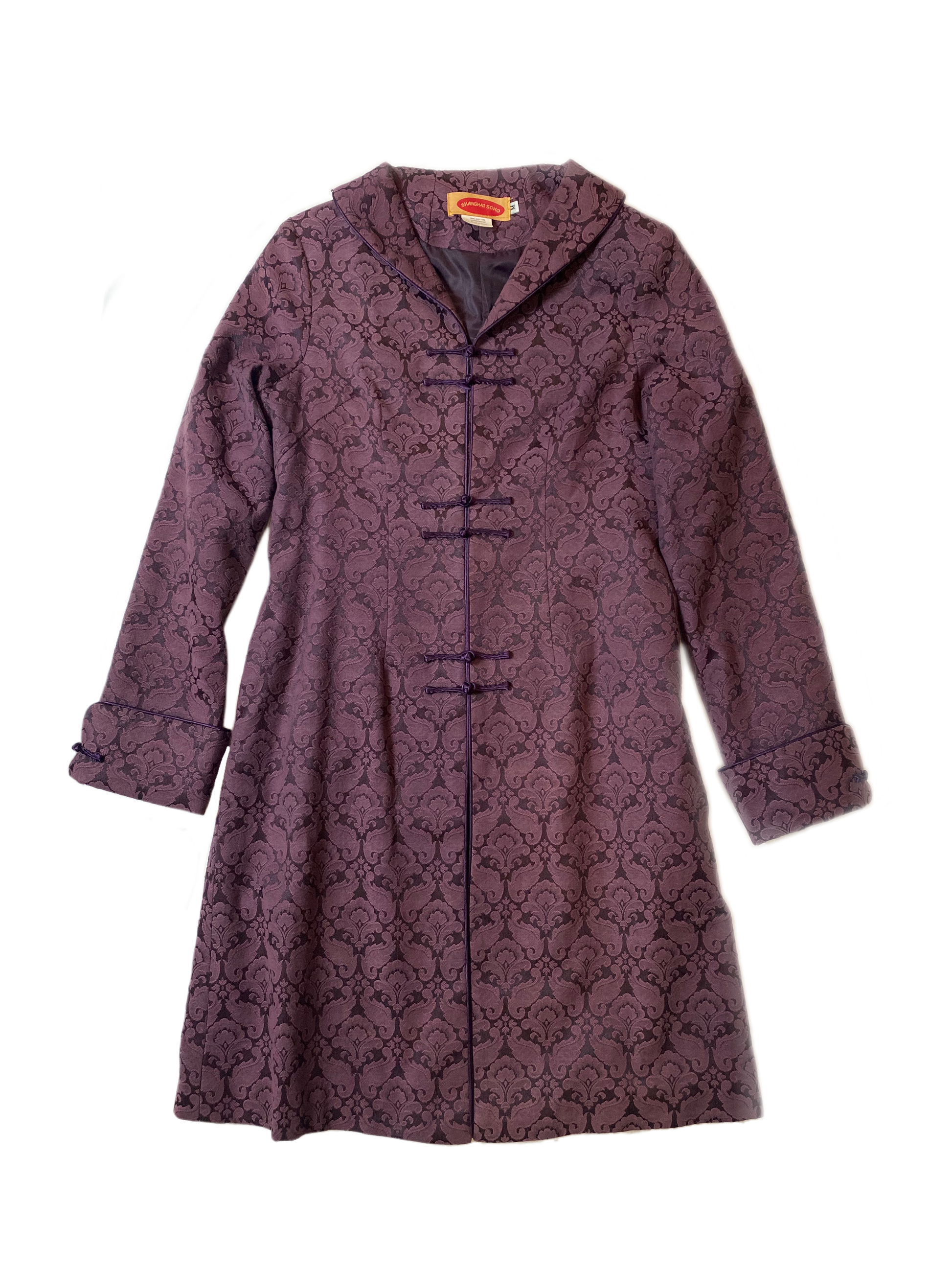 Shanghai Soho Plum Brocade Jacket Stunning plum colored brocade jacket with cuffed sleeves and frog closures.